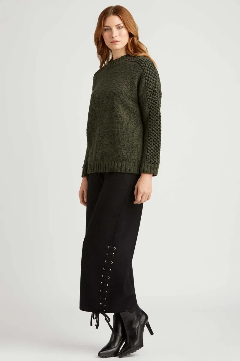 Bobble Shoulder Pullover in Forest