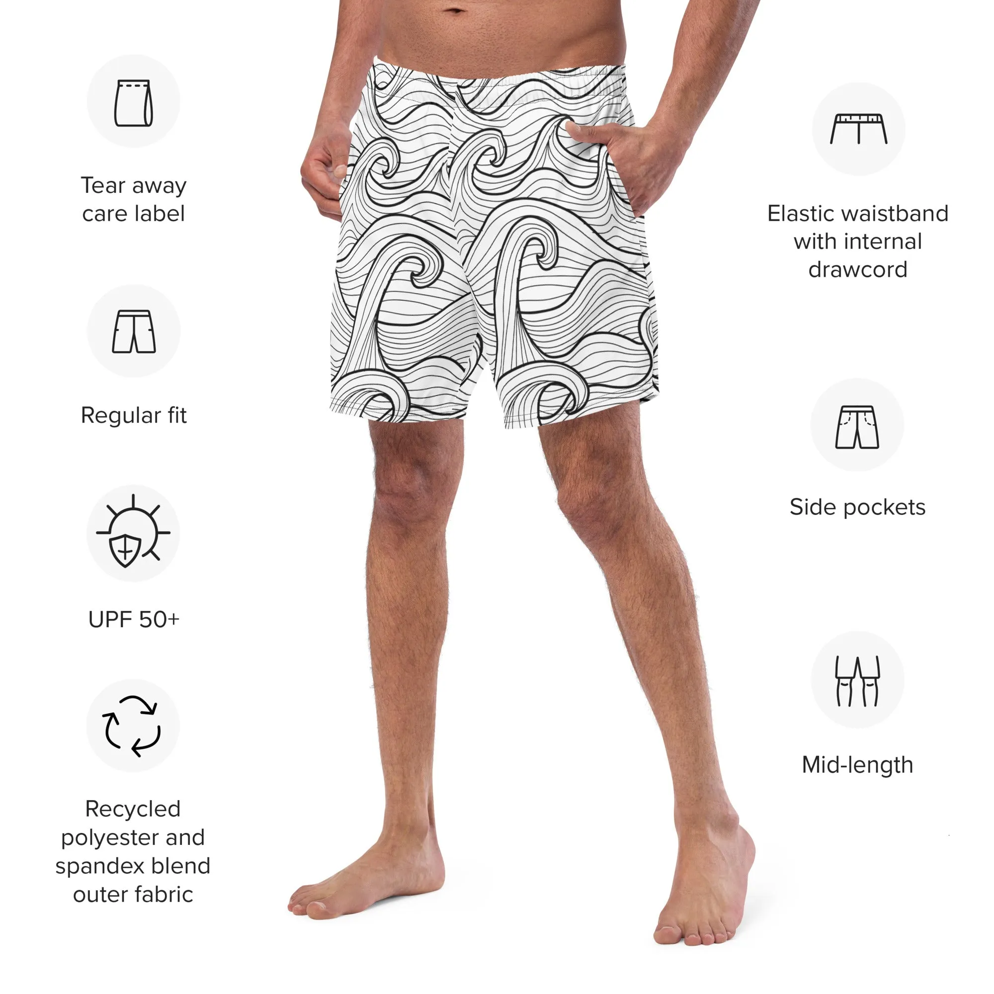 Bottom Time Eco-Friendly Men's Swim Trunks, Compass