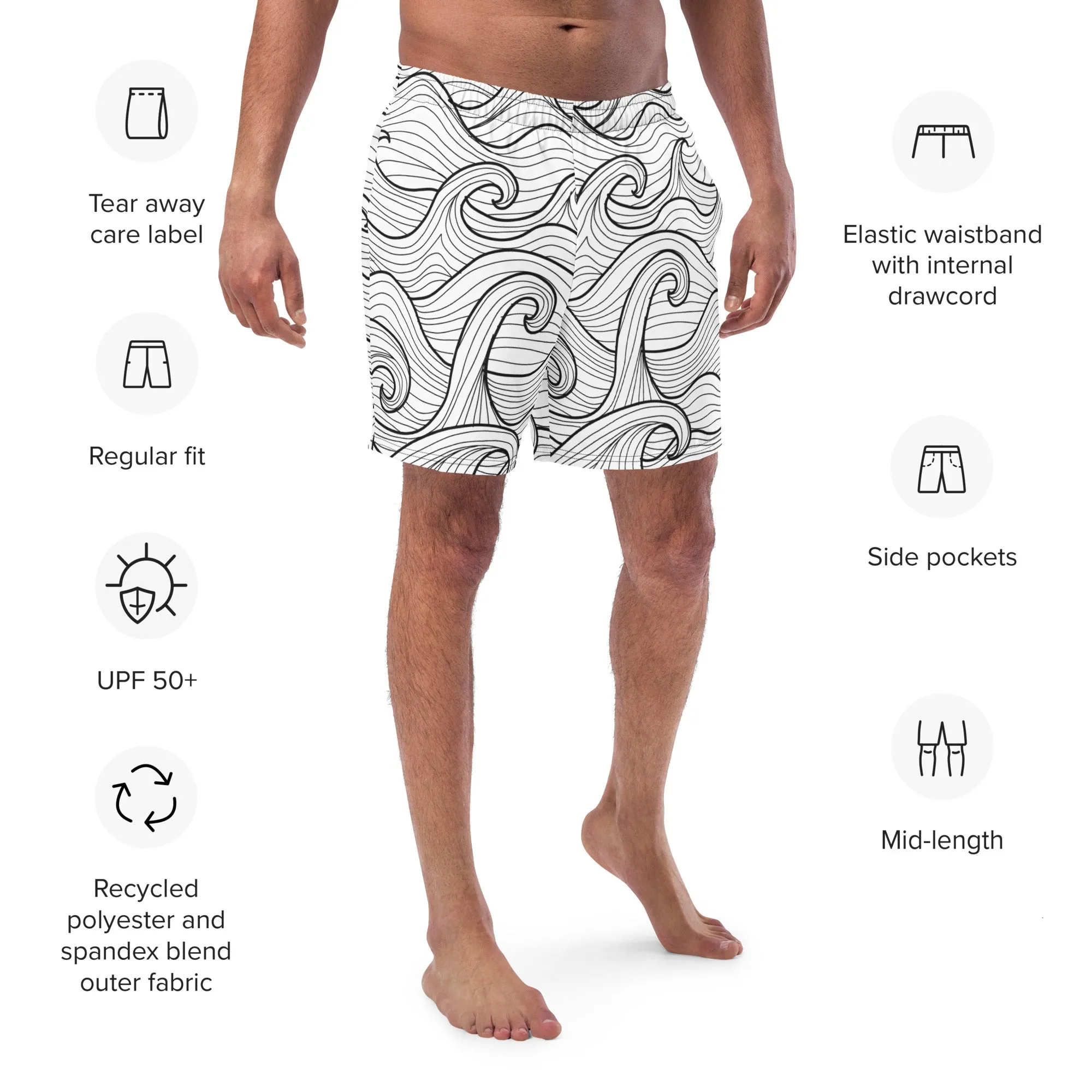 Bottom Time Eco-Friendly Men's Swim Trunks, Compass