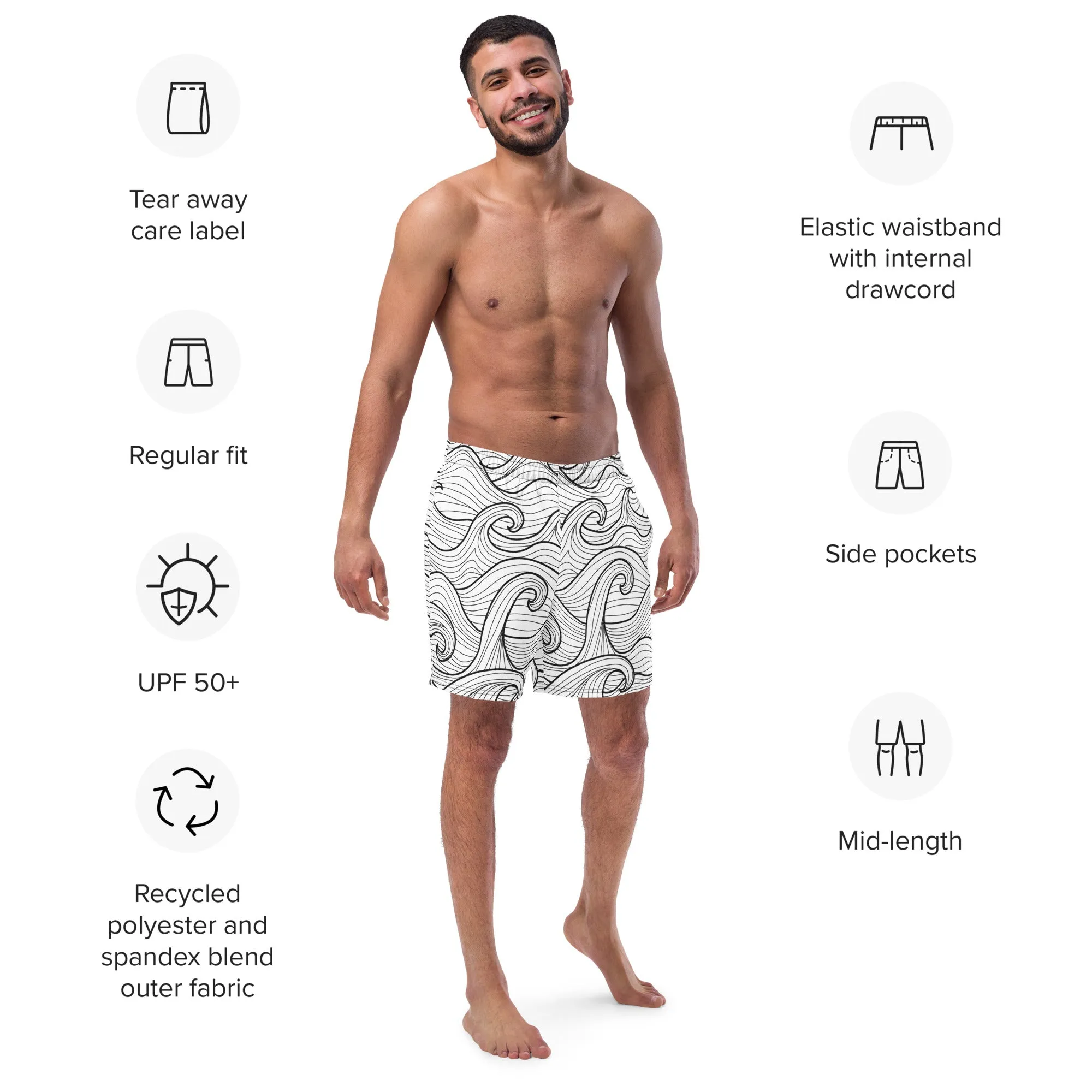 Bottom Time Eco-Friendly Men's Swim Trunks, Compass