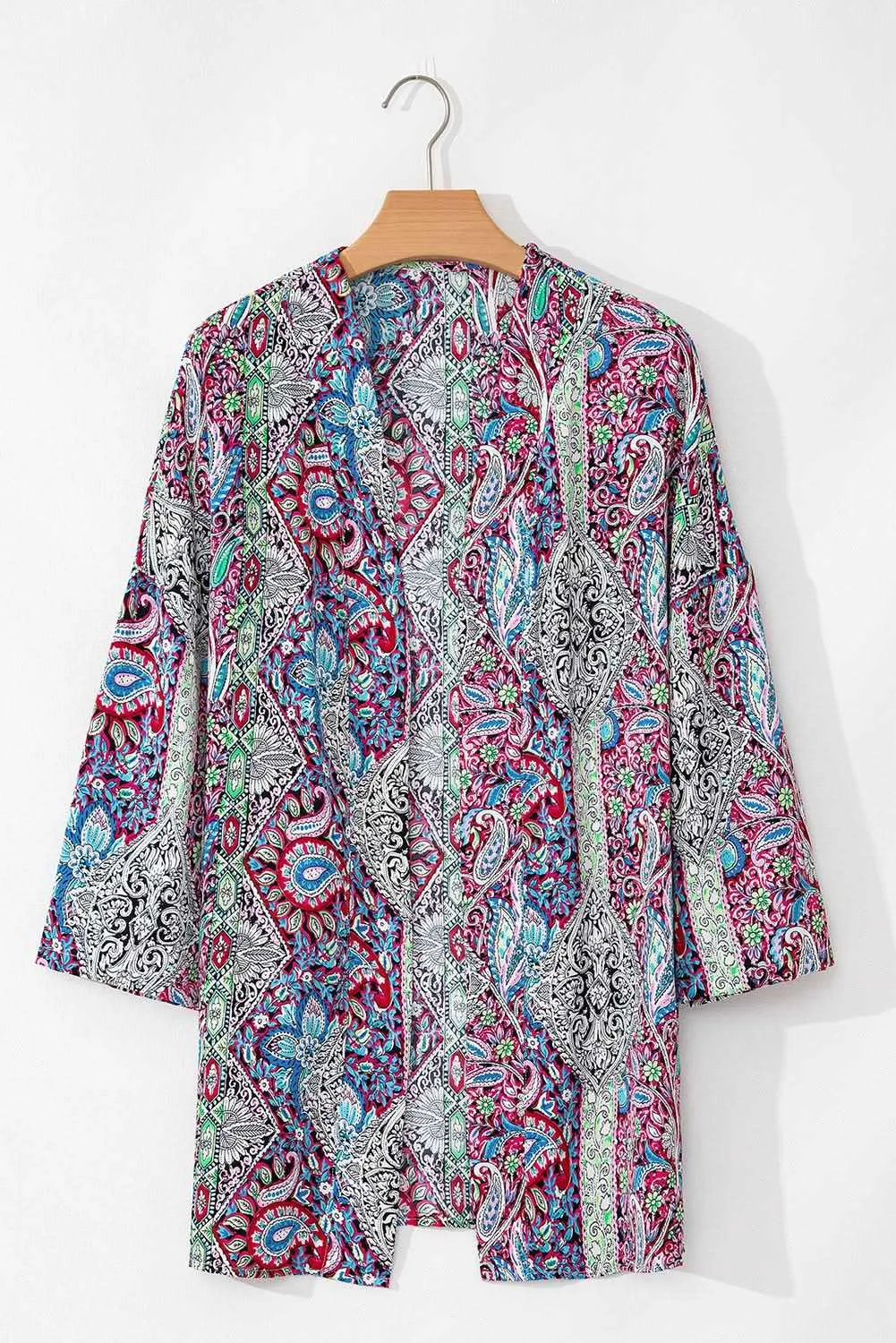 Chic red paisley kimono  stylish layering