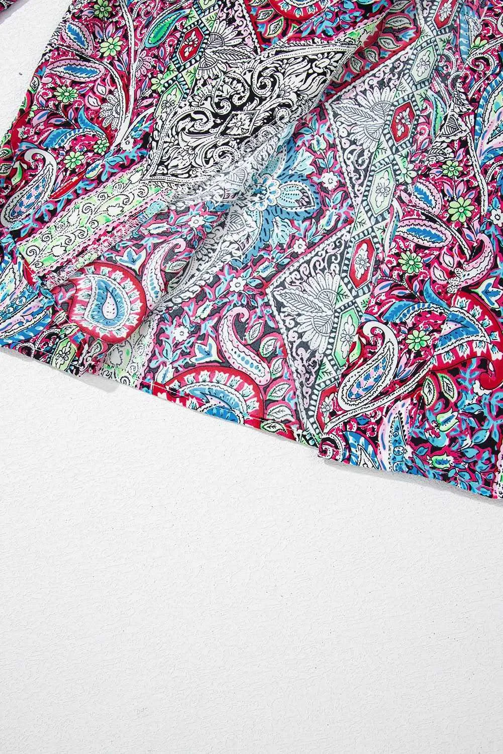 Chic red paisley kimono  stylish layering