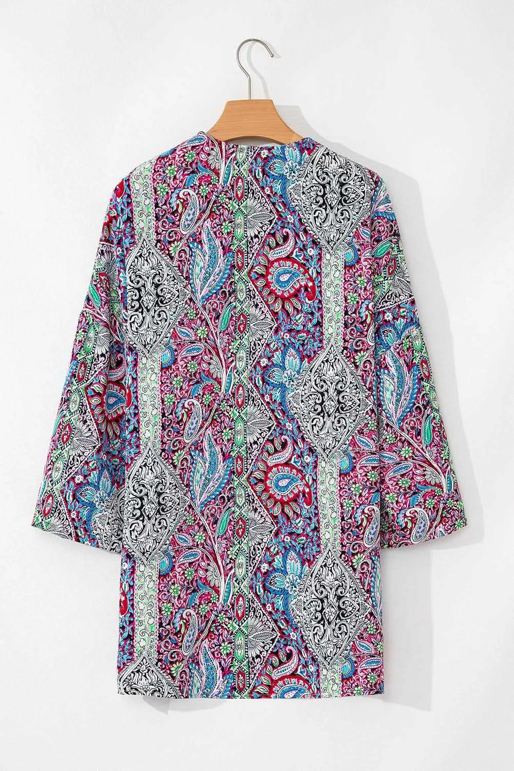 Chic red paisley kimono  stylish layering