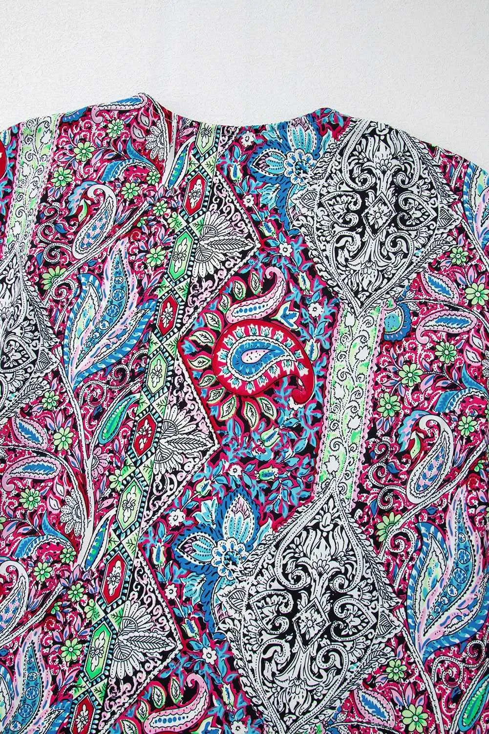 Chic red paisley kimono  stylish layering