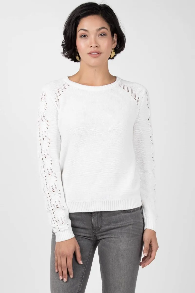 Crochet Sleeve Sweater in White