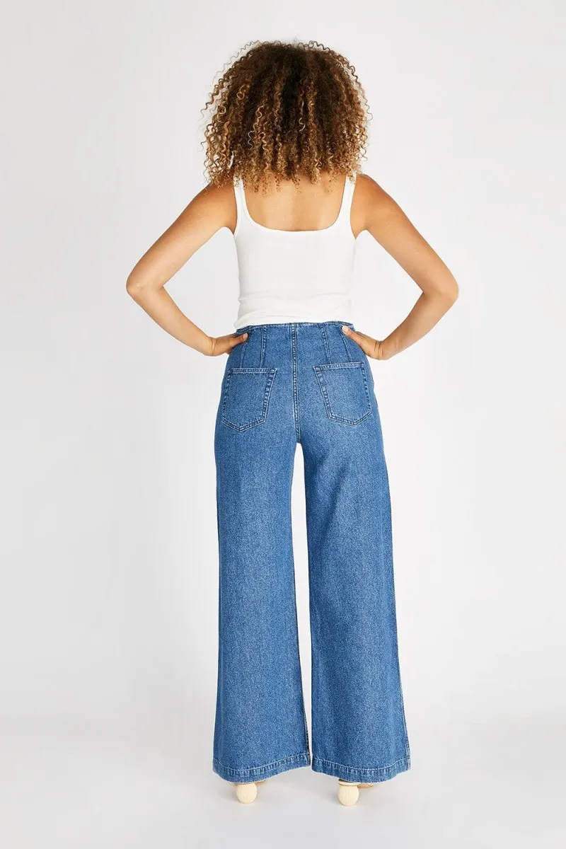 Devon High Rise Wide Leg Pant With Darts - Sequoia