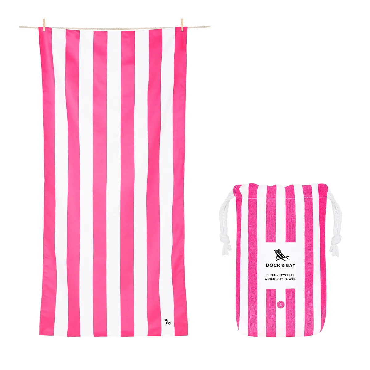 Dock & Bay Picnic Bundle - Pink Gingham Blanket 4 Cabana Towels - Set B