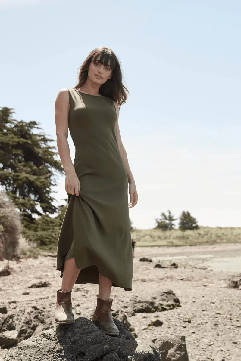 Essential Boatneck Dress in Olive