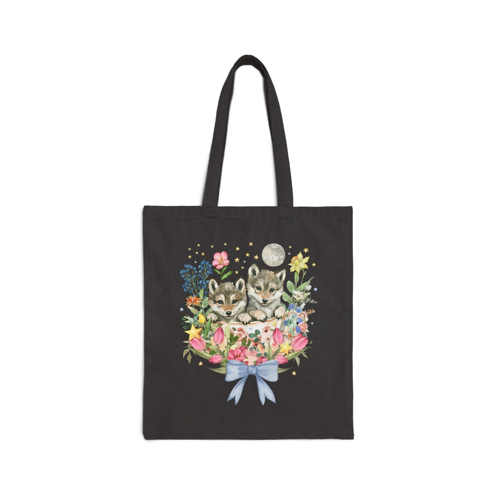 Floral Wolf Tote Bag