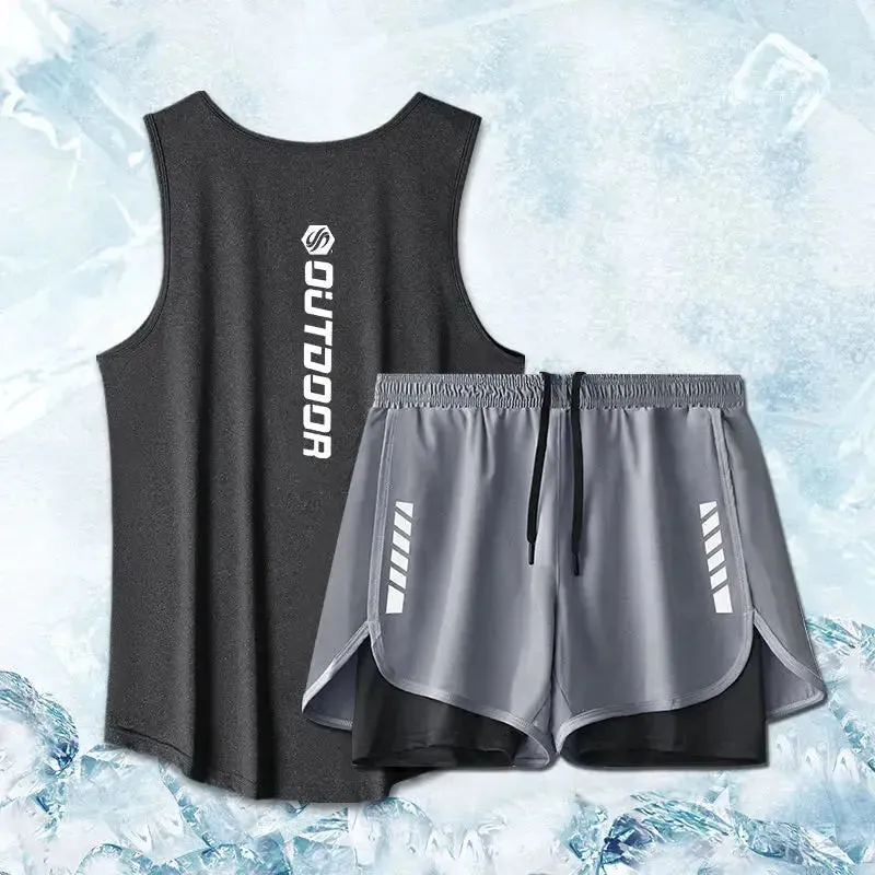 Ice Silk Breathable Training Clothes 2-Piece Sports Suit