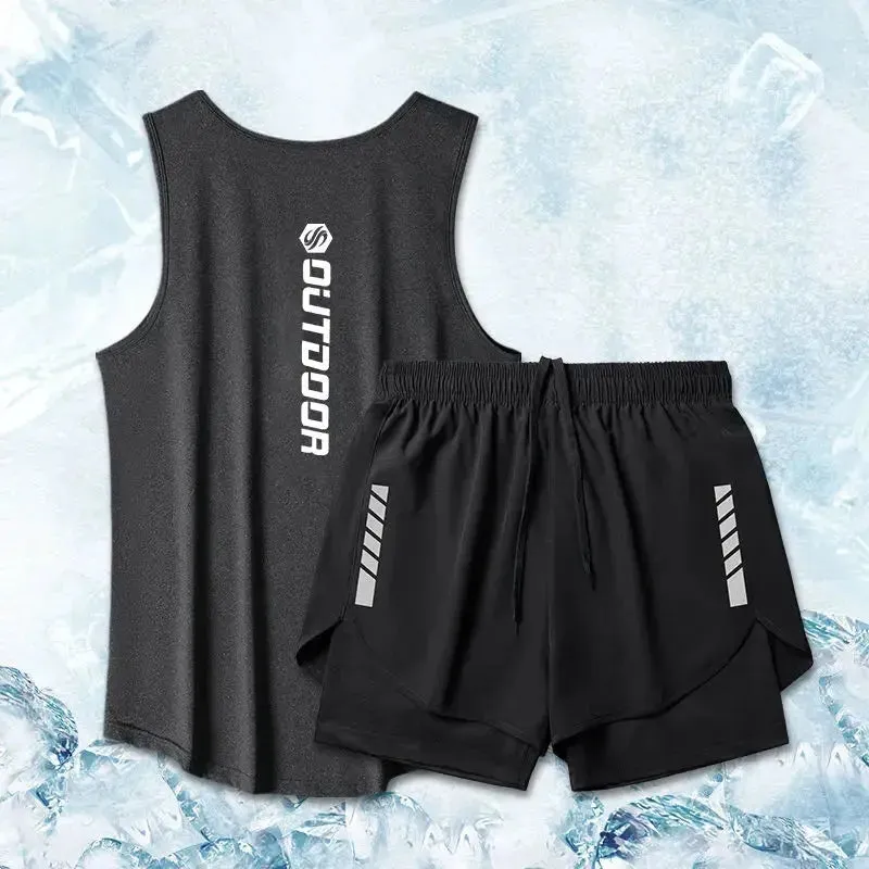 Ice Silk Breathable Training Clothes 2-Piece Sports Suit