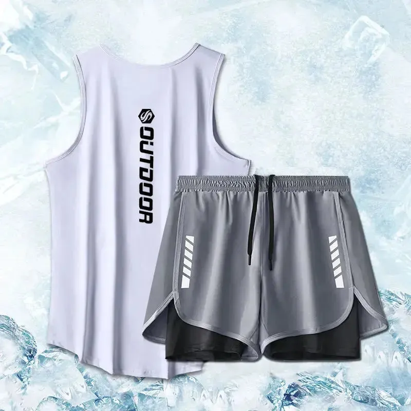 Ice Silk Breathable Training Clothes 2-Piece Sports Suit