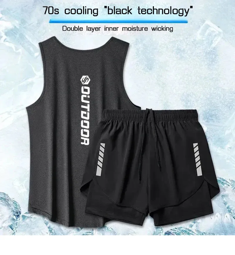 Ice Silk Breathable Training Clothes 2-Piece Sports Suit