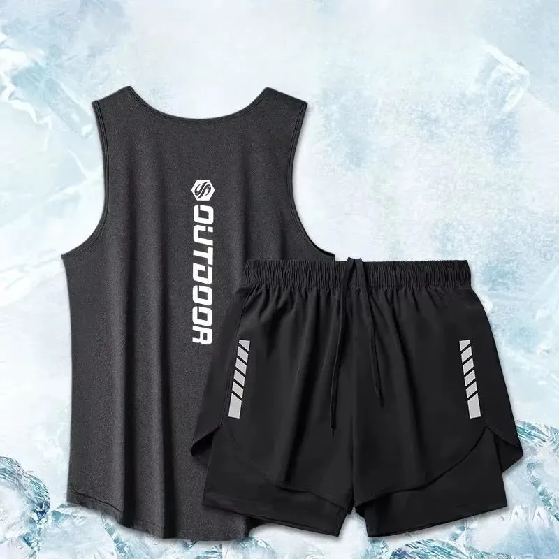 Ice Silk Breathable Training Clothes 2-Piece Sports Suit