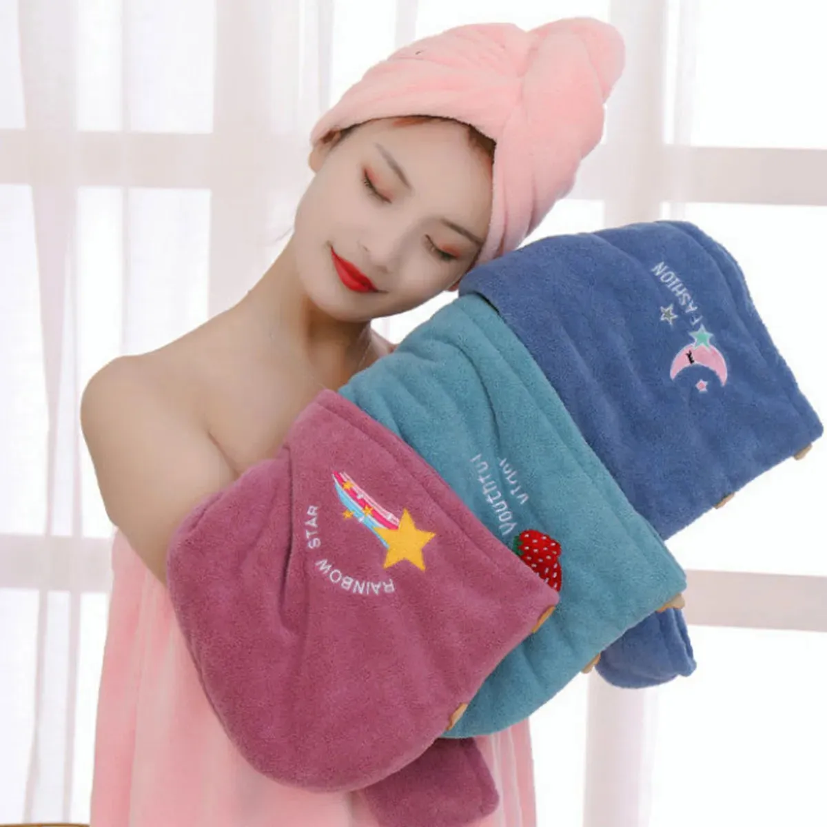 Microfiber Magic Hair Fast Dryer Turban Towel Bath Wrap Hat Quick Dry Cap