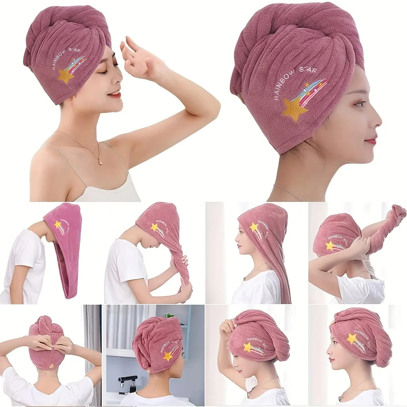 Microfiber Magic Hair Fast Dryer Turban Towel Bath Wrap Hat Quick Dry Cap