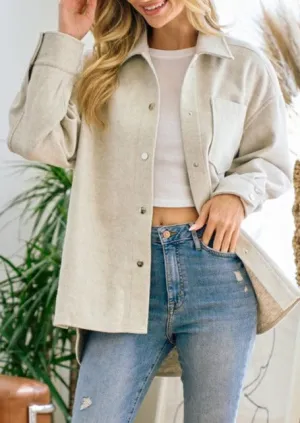 Oatmeal Brushed Flannel Shacket