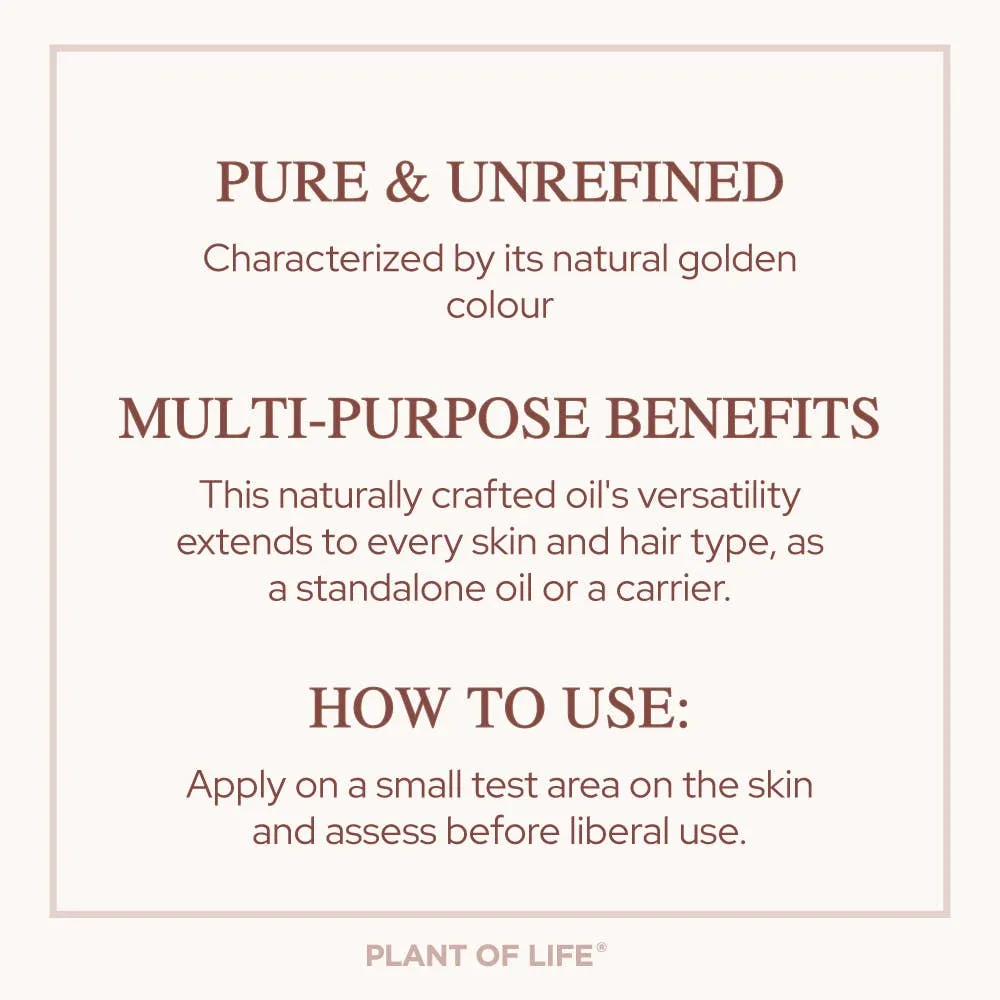 Plant of Life Jojoba Oil | Organic | Skin, Hair, DIY | 100% Pure | Size