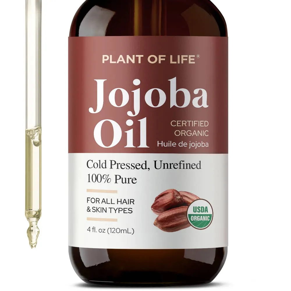 Plant of Life Jojoba Oil | Organic | Skin, Hair, DIY | 100% Pure | Size