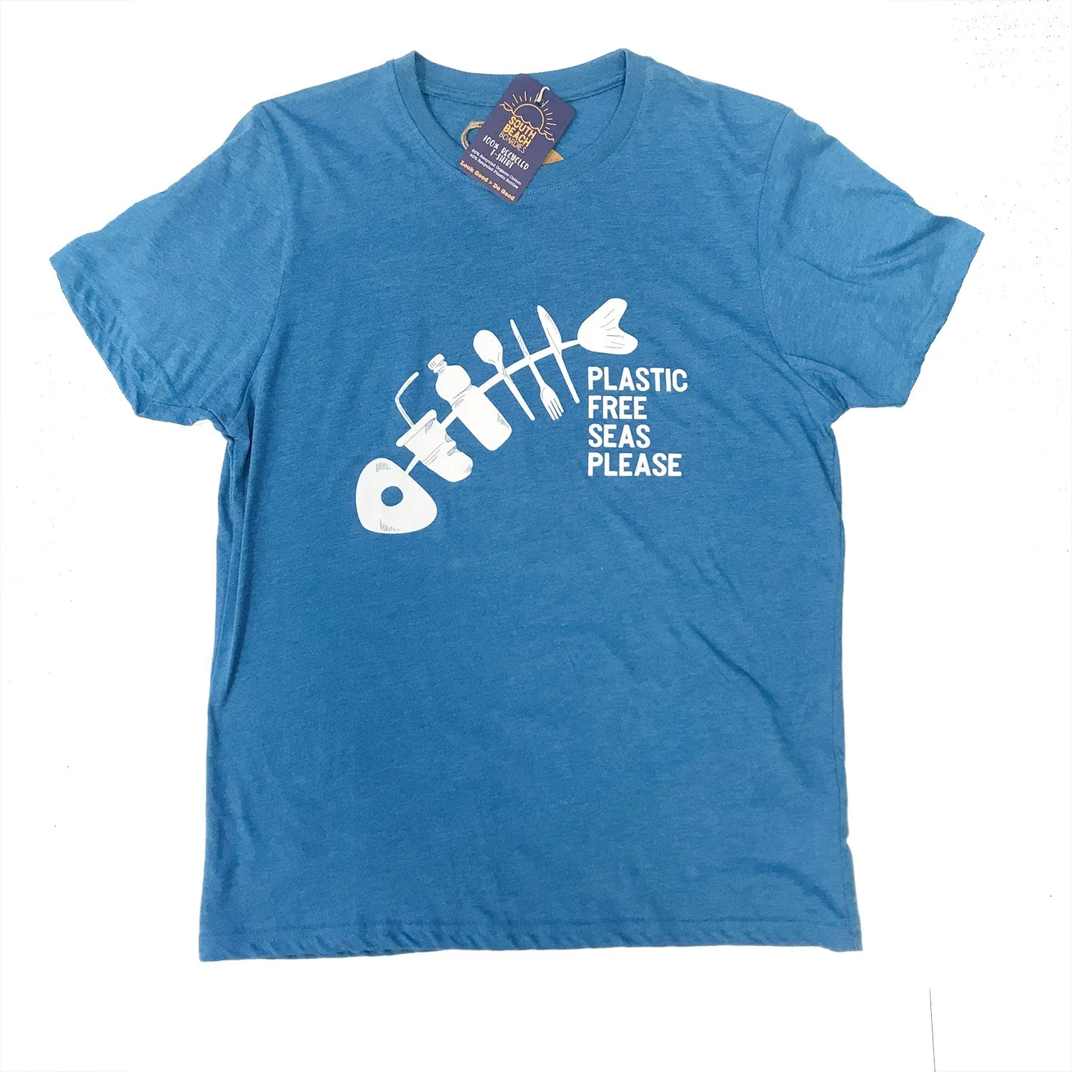 Unisex 100% Recycled T-Shirt: 'Plastic Free Seas Please' Fish